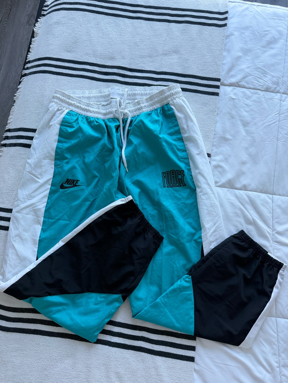 Nike Vintage Y2K Force Colorblock Track Pants Teal Black White